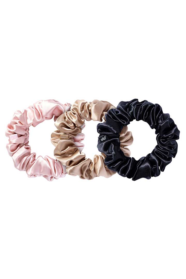 Picture of Hair Scrunchie - Large Pack of 3-Black Pink Caramel