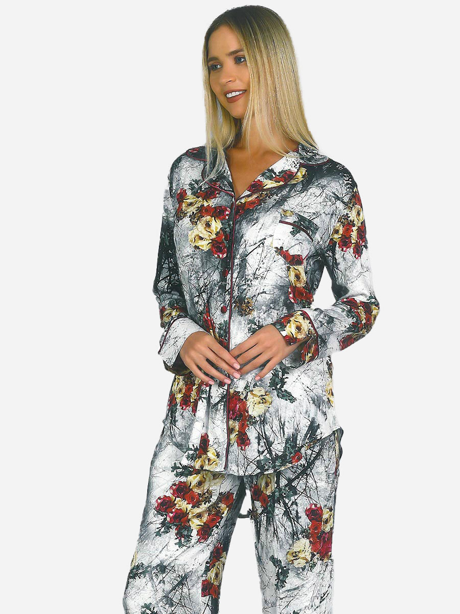 Picture of Floral Mixed Printed Long Sleeves Pajama Set