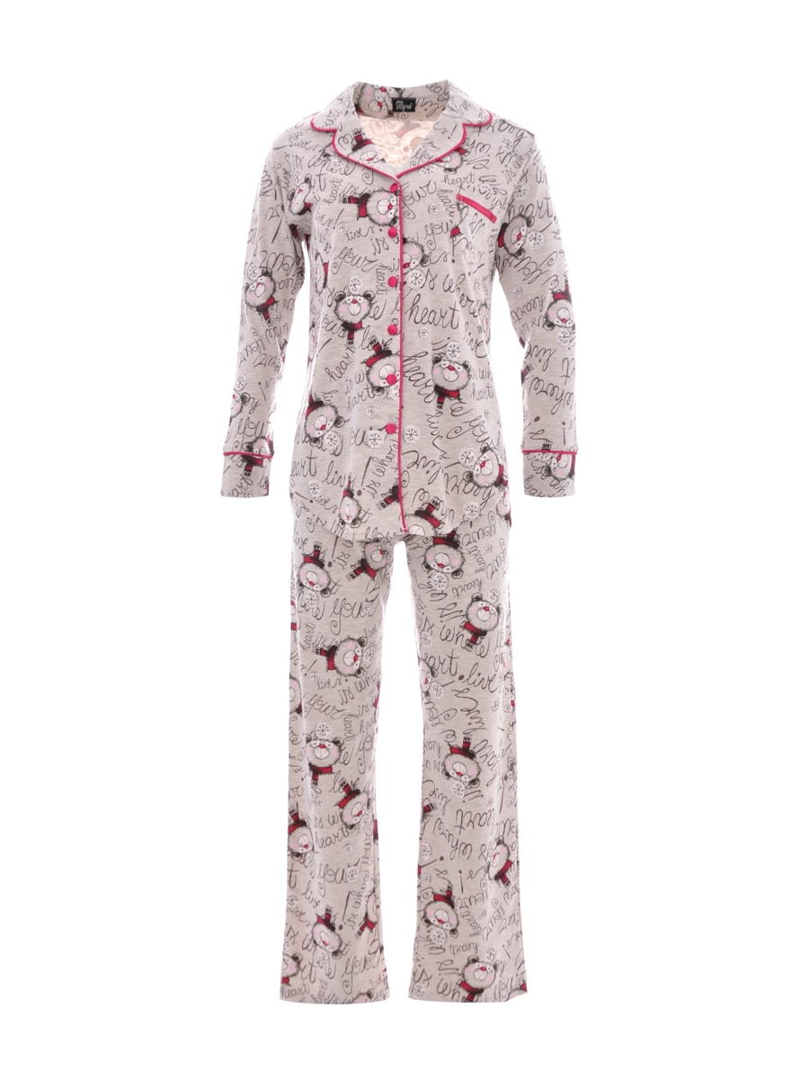 Picture of Printed Bear Pajama Set - Grey & Red