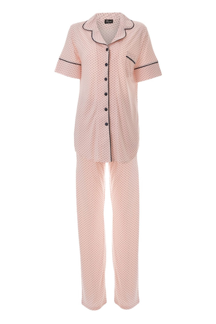 Picture of Polka Dots Heart Half Sleeves Pajama Set - Pink