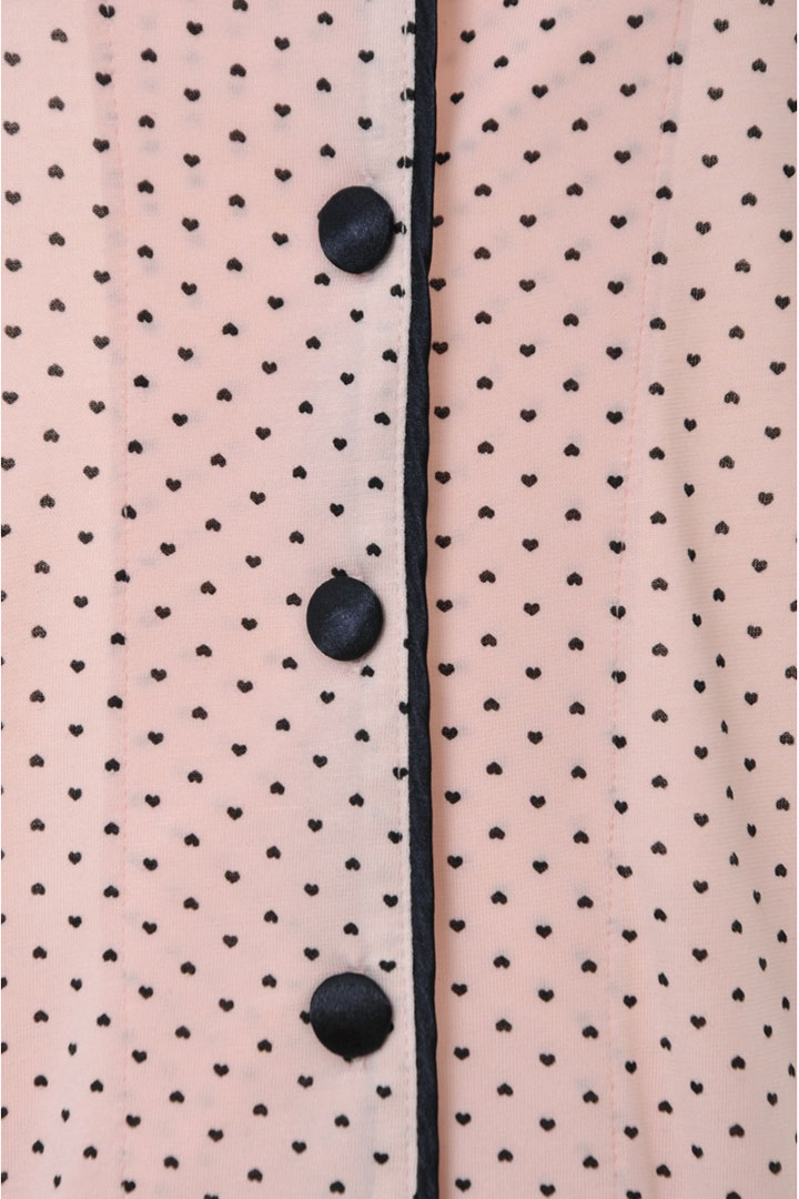 Picture of Polka Dots Heart Half Sleeves Pajama Set - Pink