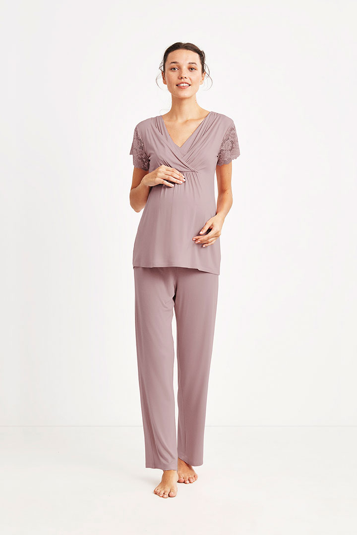 صورة Maternity Pajama Set - Violet