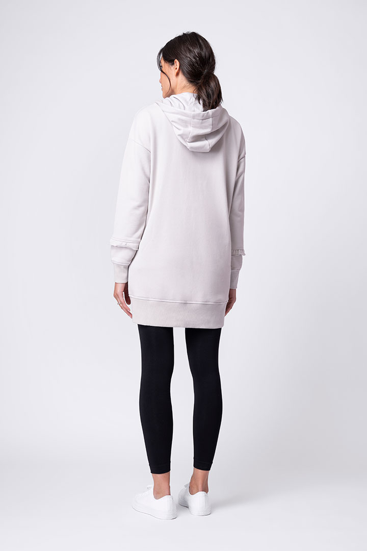 Picture of Caitlin Hoodie with Frill Detail & Pouch - Cream