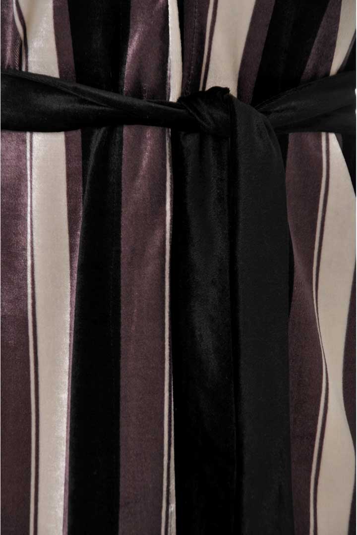صورة Striped Velvet Hoodie Robe - Multi