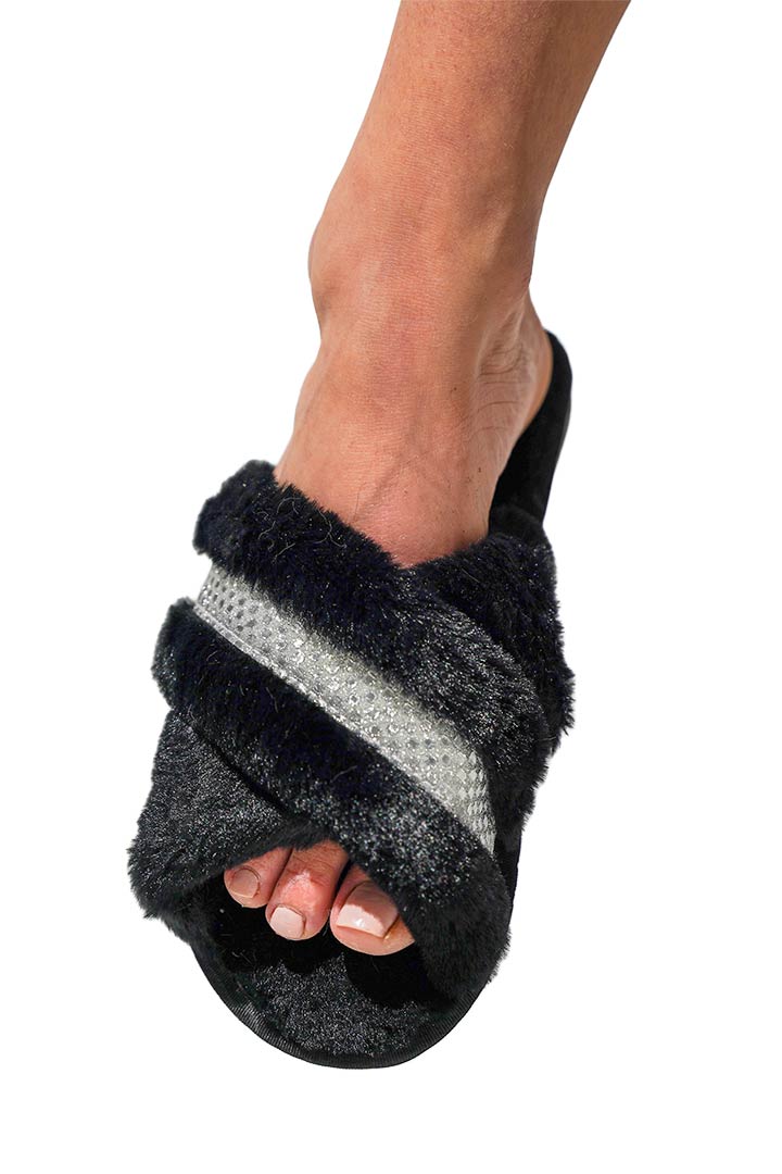 Picture of Crossover Furry Slippers - Black