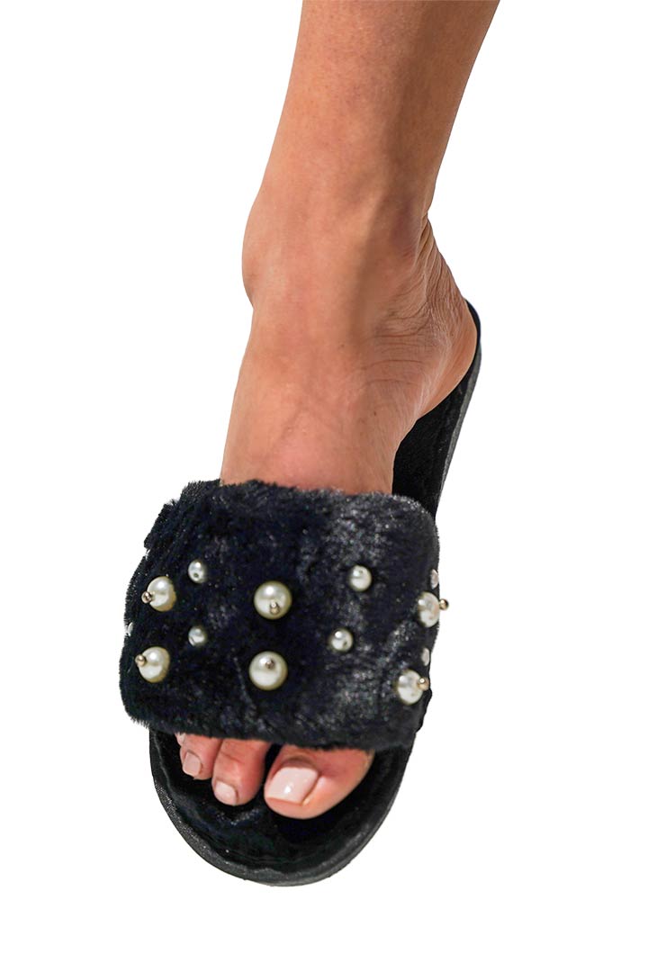 Picture of Pearl Plush Slippers - Black