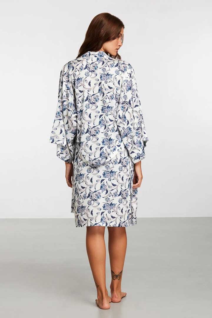 Picture of Blue Floral Patterned Robe  - White