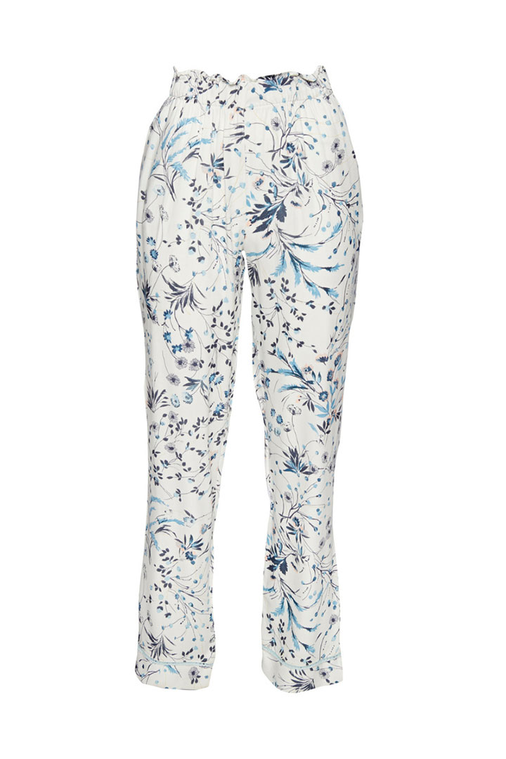 Picture of Set of floral print pajama with top - White & Blue