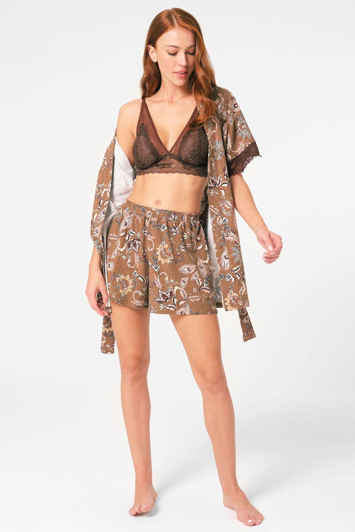 Picture of Floral Patterned Robe Shorts Set