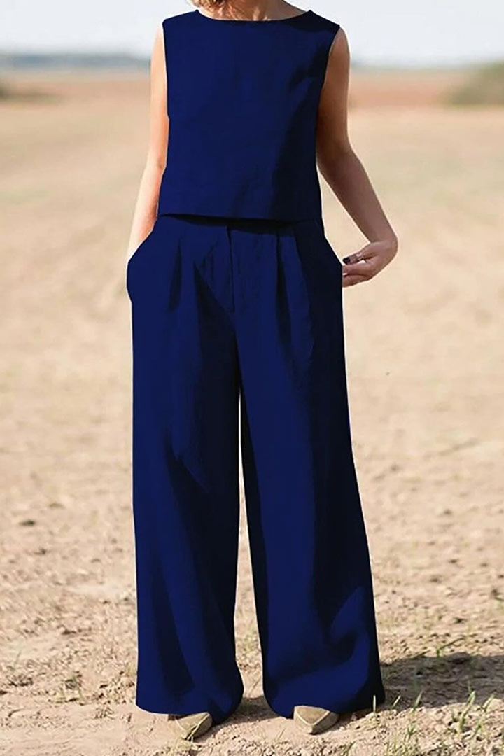 Picture of Linen Two Piece Set - Navy