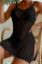 صورة Knitted Sling Mini Dress Cover-Up - Black