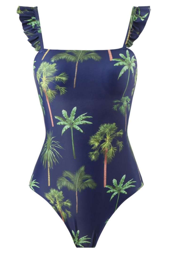 Picture of One Piece Padded Swimsuit with Sarong - Navy