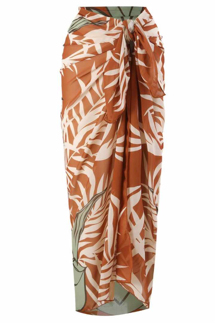 Picture of One Piece Padded Swimsuit with Sarong - Orange