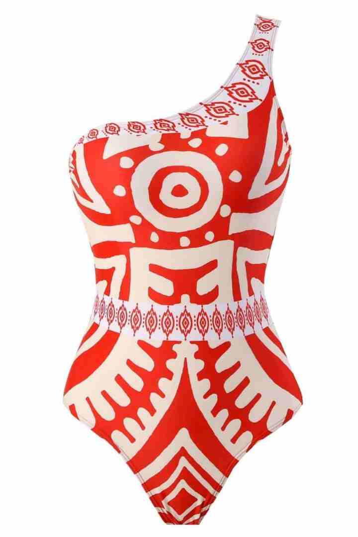 Picture of One-Piece Padded Swimsuit Set - Red
