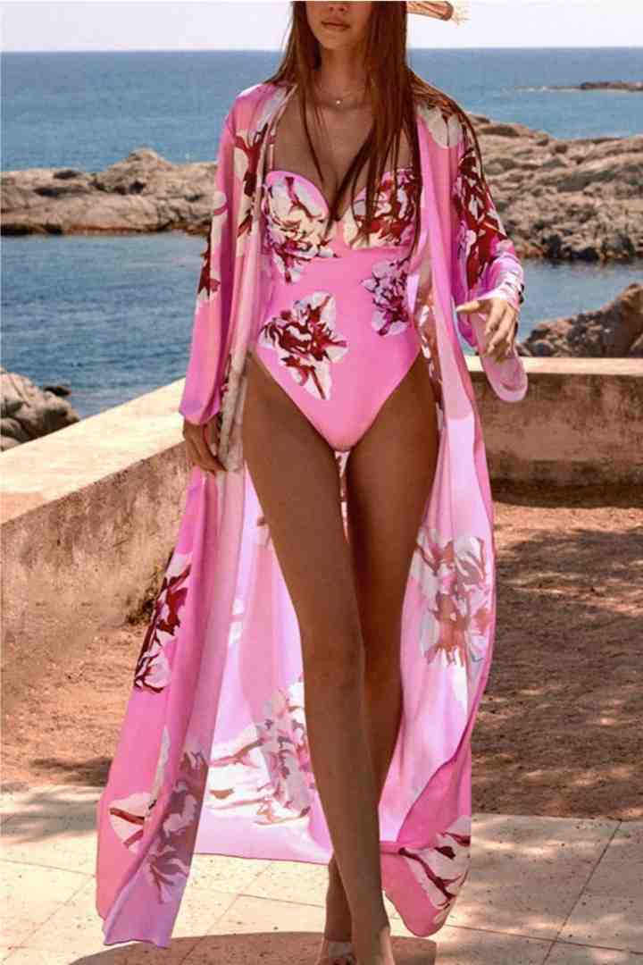 Picture of One-Piece Padded Swimsuit with Cover-Up - Pink