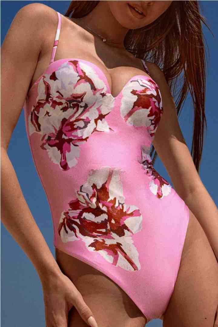 Picture of One-Piece Padded Swimsuit with Cover-Up - Pink