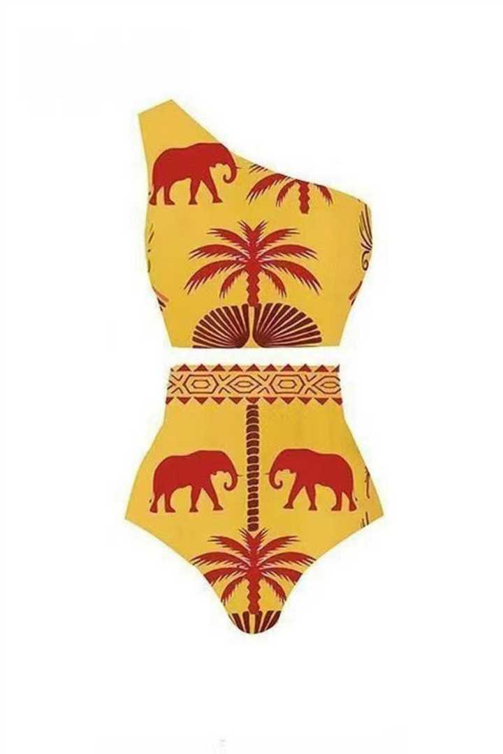 Picture of Retro Three-Piece Padded Swimsuit - Yellow