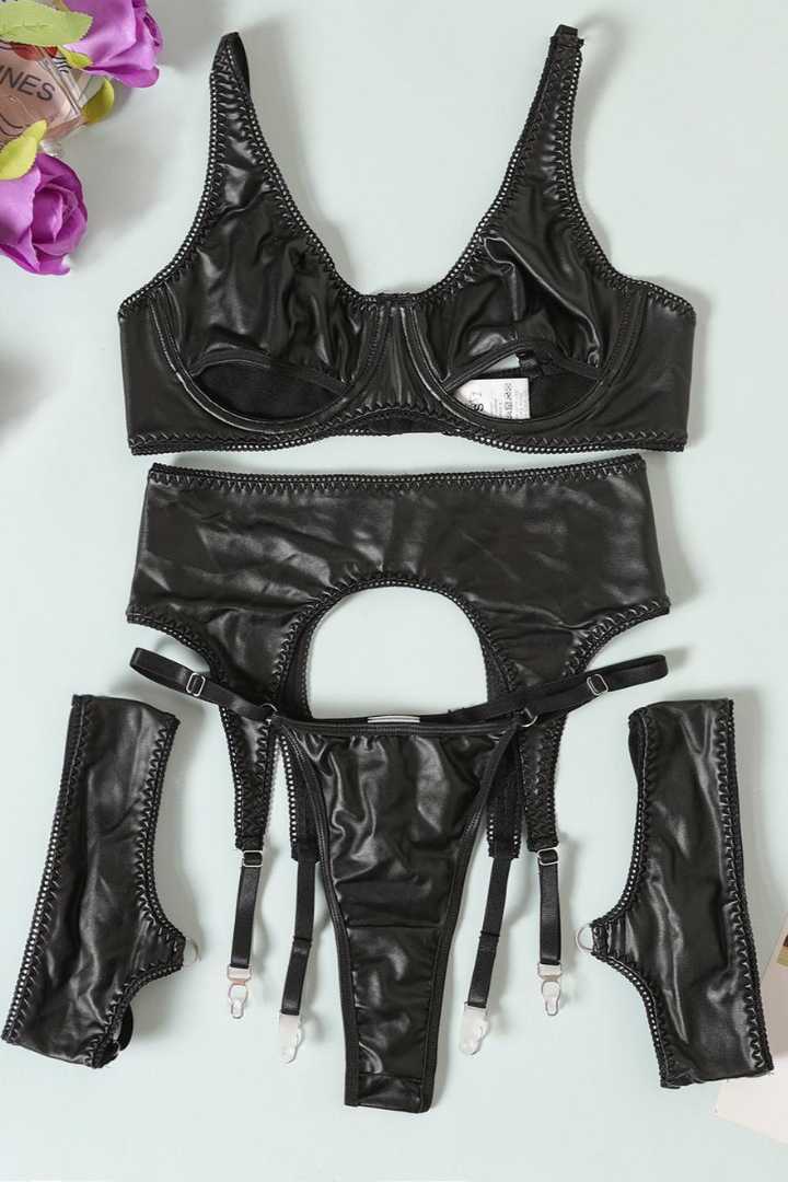 Picture of Pu Three-Piece Lingerie Set