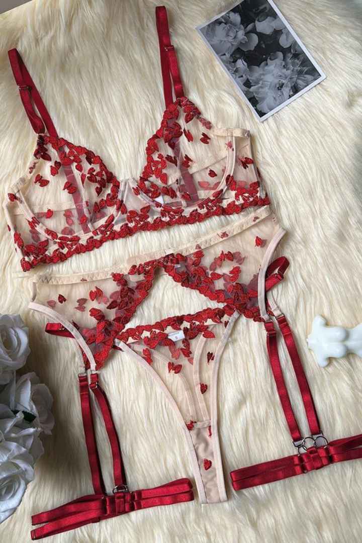 Picture of Three-Piece Lingerie Set - Red