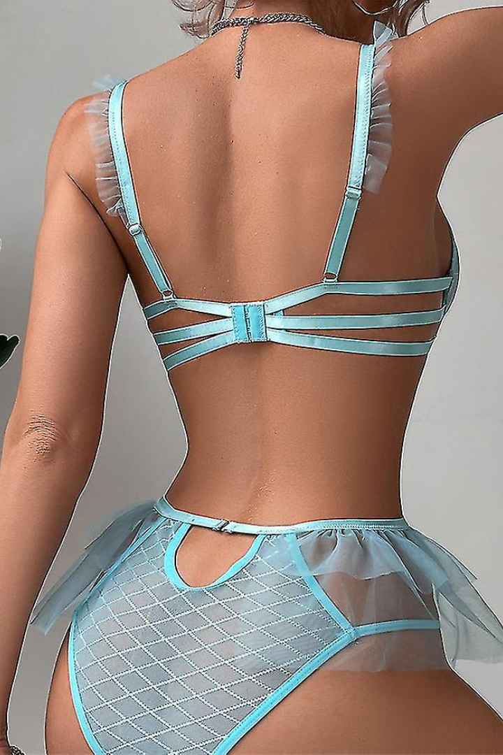 Picture of Lace Bow-Knot Teddy Bodysuit - Blue