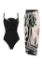 Picture of One Piece Padded Swimsuit with Sarong - Black