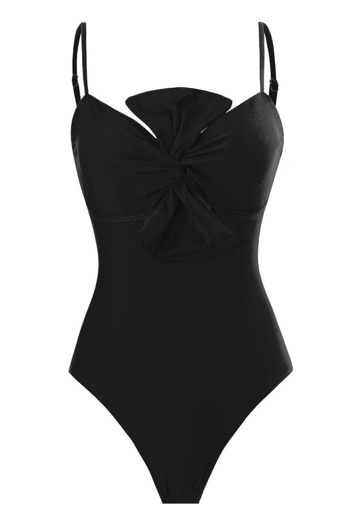 Picture of One Piece Padded Swimsuit with Sarong - Black