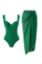صورة One Piece Padded Swimsuit with Sarong - Green 