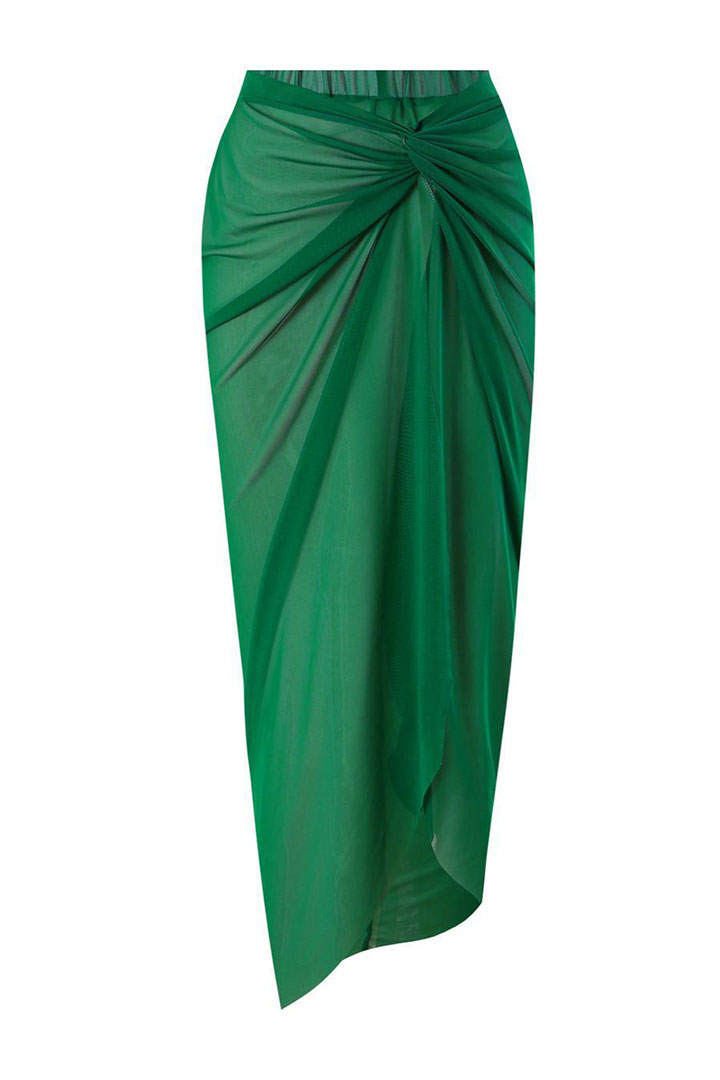 Picture of One Piece Padded Swimsuit with Sarong - Green 