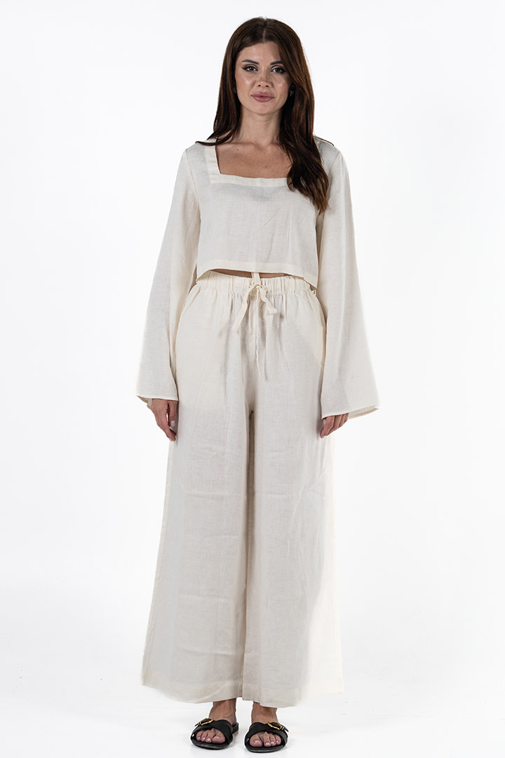 Picture of 100% Linen Relaxed Top & Pant Set - Beige