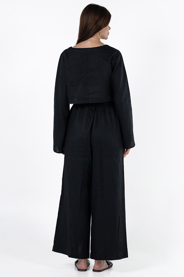 Picture of 100% Linen Relaxed Top & Pant Set - Black