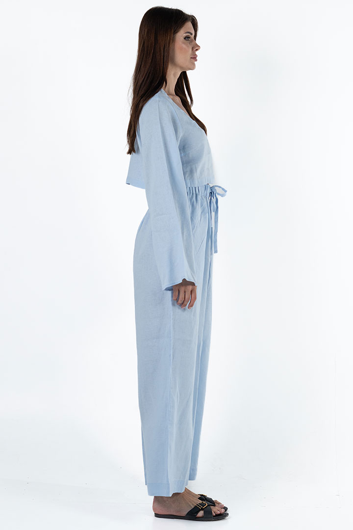 Picture of 100% Linen Relaxed Top & Pant Set - Misty Blue