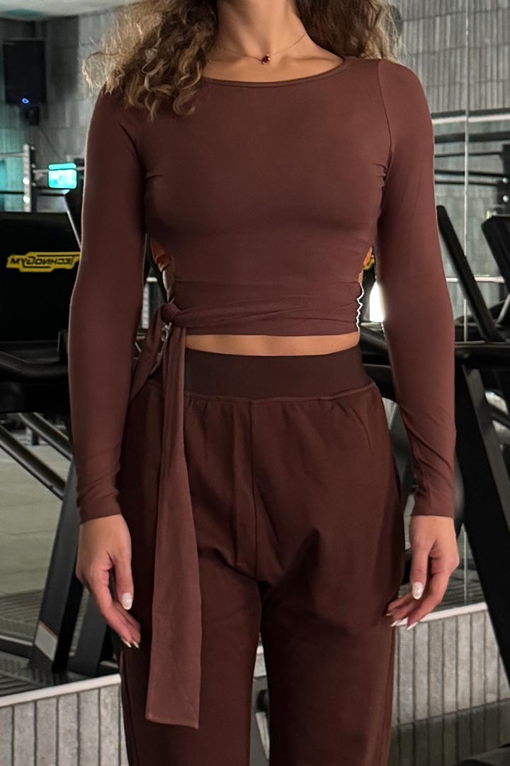 Picture of Wrap Around Pilates Top - Brown