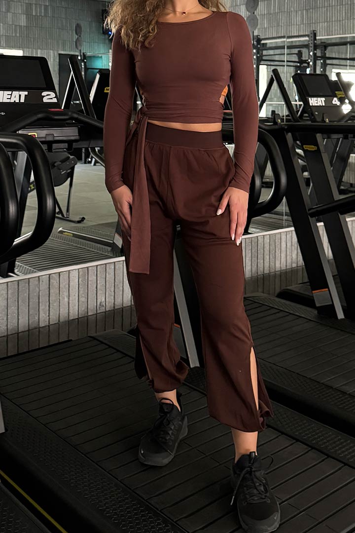 Picture of Wrap Around Pilates Top - Brown
