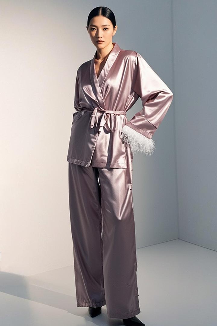 Picture of Satin Robe Pj Set